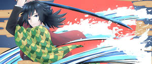 Captivating Image Of Giyu Tomioka As A Sharp-edged Samurai Wallpaper