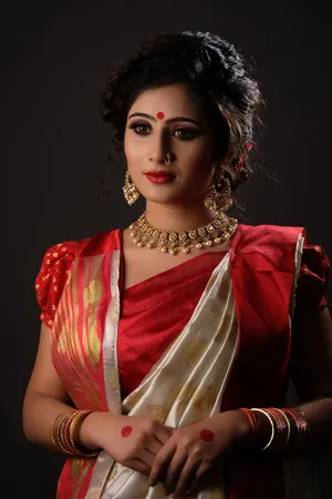 Captivating Indian Beauty In Red Wallpaper