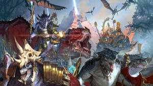 Captivating Lizardmen Battle Scene In Warhammer Total War Wallpaper