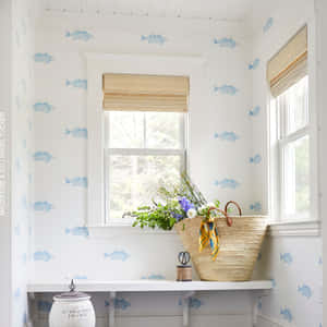 Captivating White Window On A Textured Wall Wallpaper