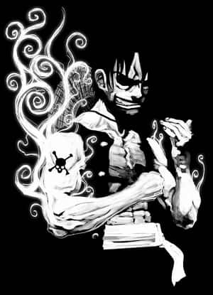 Capturing The Courage Of Luffy Black And White Wallpaper