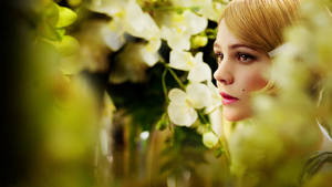 Carey Mulligan With White Orchids Wallpaper