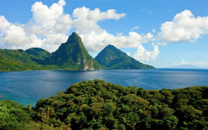 Caribbean Sea And Mountains Wallpaper