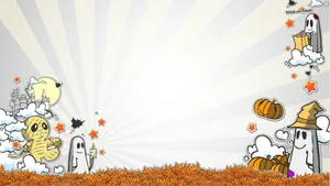 Caring Cartoon Halloween Ghosts Wallpaper