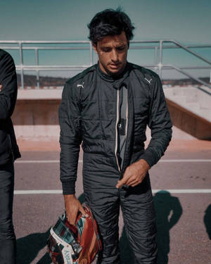 Carlos Sainz Jr Black Racing Suit Wallpaper