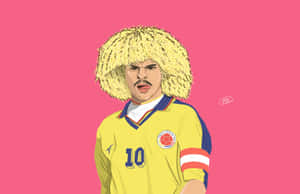 Carlos Valderrama In Pink Wallpaper