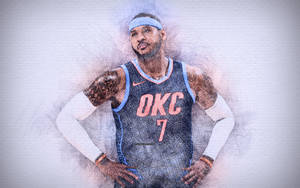 Carmelo Anthony Okc 7 Sketch Wallpaper