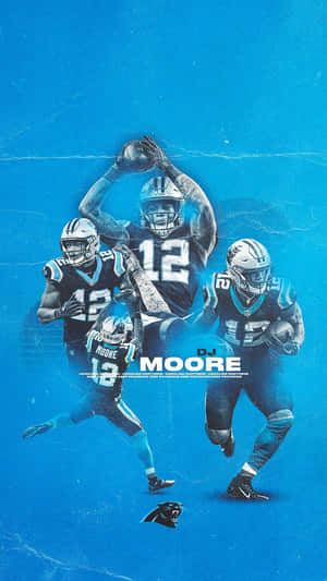 Carolina Panthers Dj Moore Vibrant Blue Wallpaper