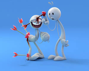 Cartoon 3d White Couple Wallpaper