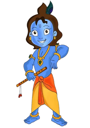 Cartoon Art Krishna Phone Wallpaper