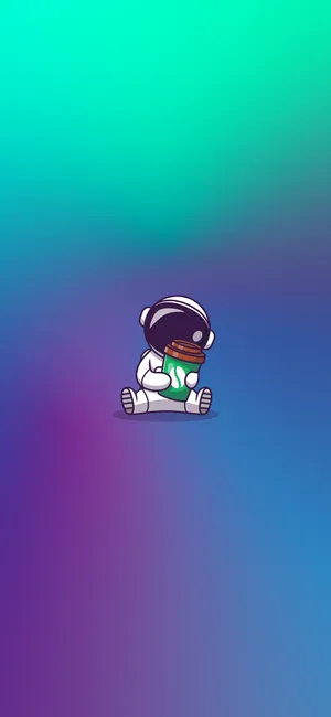 Cartoon Astronaut And Coffee Takeout Wallpaper