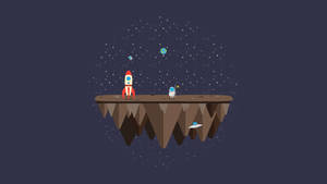 Cartoon Astronaut On A Flat Planet Wallpaper