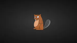 Cartoon Beaver Characteron Dark Background Wallpaper