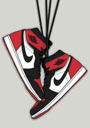Cartoon Jordan Shoes Bred Toe Wallpaper