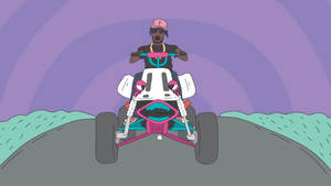 Cartoon Lil Uzi Vert Quad Bike Wallpaper