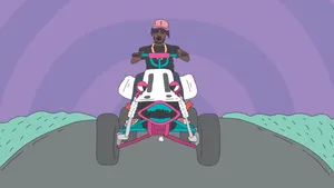 Cartoon Lil Uzi Vert Quad Bike Wallpaper