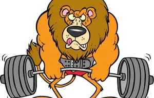 Cartoon Lion Weight Lifting Wallpaper