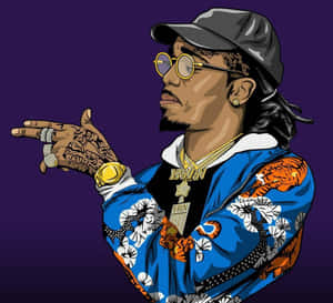 Cartoon Rapper Quavo Finger Wallpaper