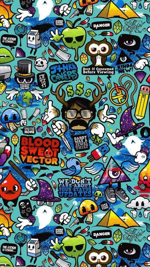 Cartoonish Art Aesthetic Stickers Wallpaper