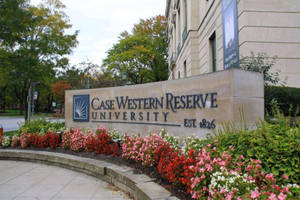 Case Western Reserve University Sign Flowers Wallpaper
