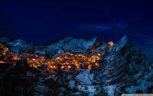 Castelmezzano At Night Italy Wallpaper