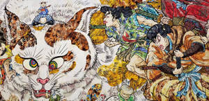 Cat And Samurais Japanese Art Wallpaper