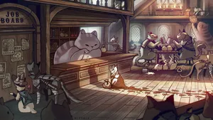 Cat Cafe Anime Wallpaper