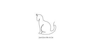 Cat Drawing In Cute White Aesthetic Wallpaper