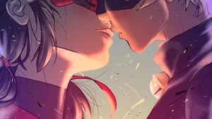 Cat Noir And Ladybug Kissing Wallpaper
