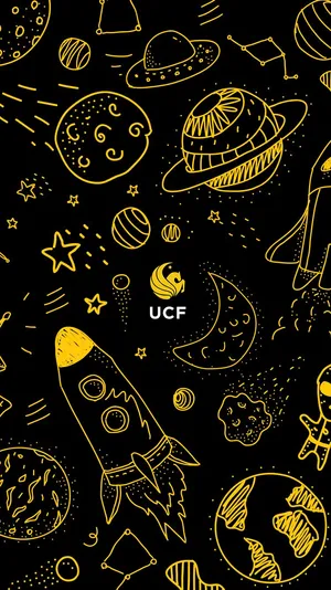 Catchy Universe Yellow Doodle Mobile Wallpaper