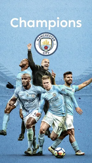 Celebrating Their 2018 Premier League Win, Manchester City Football Club Revel In The Successes Of The New Season. Wallpaper