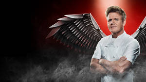 Celebrity Chef Gordon Ramsay In Hell's Kitchen Tv Show Wallpaper