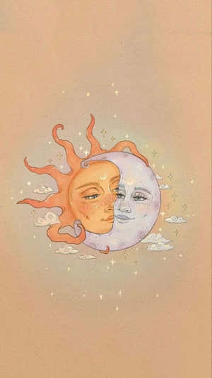 Celestial Harmony - Sun And Moon Aesthetic Wallpaper