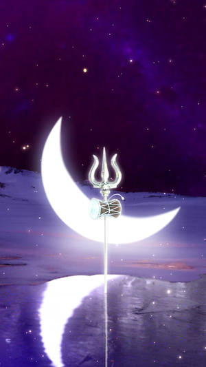 Celestial Trishul Digital Art Wallpaper