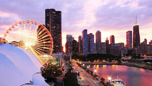 Centennial Wheel In Chicago Wallpaper