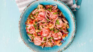 Ceviche Dish In A Blue Bowl Wallpaper