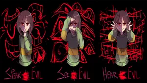 Chara With Red Drawings Wallpaper