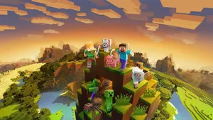 Characters On Mountain Minecraft Hd Wallpaper