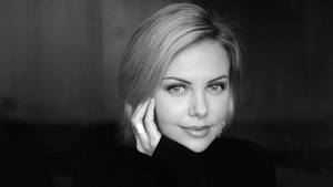 Charlize Theron Monochrome Headshot Wallpaper