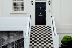 Checkered Stairs Of House Wallpaper