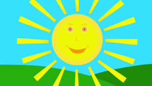 Cheerful Cartoon Sun Shining Brightly Wallpaper
