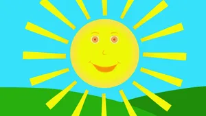 Cheerful Cartoon Sun Shining Brightly Wallpaper