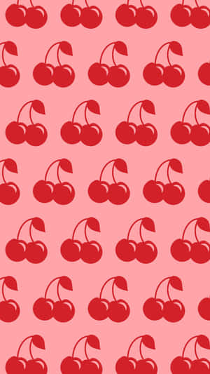 Cherry Pattern On Pink Background Wallpaper