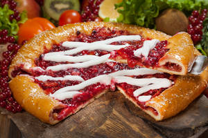 Cherry Pie With White Cream Wallpaper