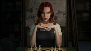 Chess Prodigy Beth Harmon Battling Her Opponents In The Queen's Gambit. Wallpaper