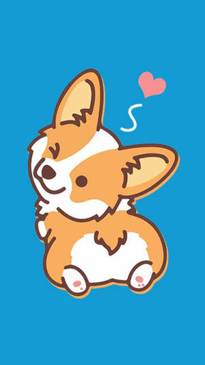 Chibi Corgi Digital Art Wallpaper