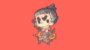 Chibi Sekiro In Red Wallpaper