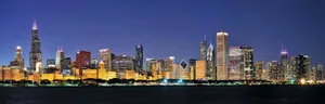 Chicago Illinois Lakefront Buildings At Night Wallpaper
