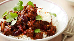 Chili Con Carne On White Rice Wallpaper