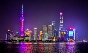 China Neon City Skyscraper Lights Wallpaper